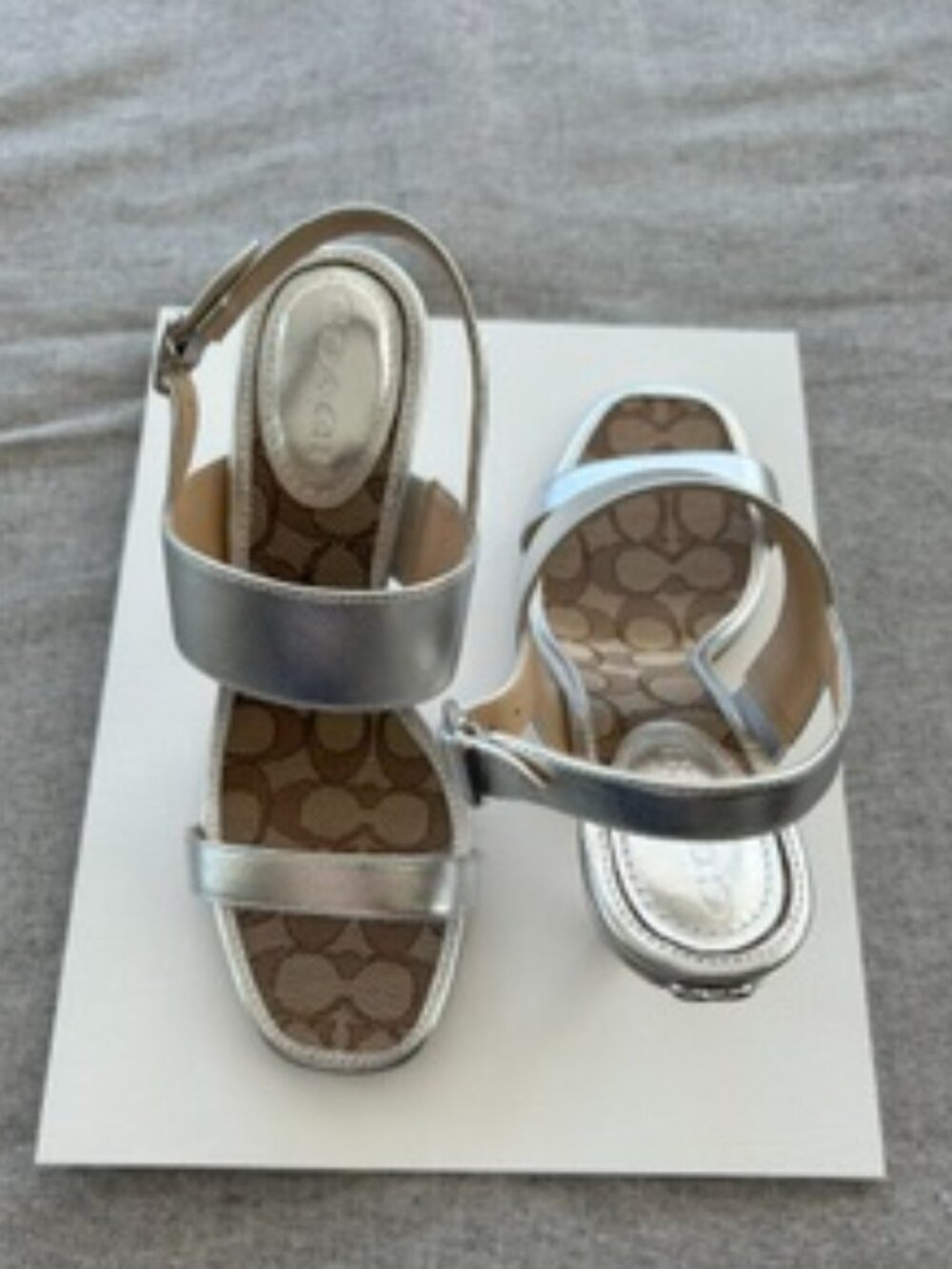 COACH Metallic Silver Heeled Sandals – Size 8 - Picture 11 of 16